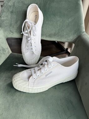 Superga White Low-Top Canvas Lace-Up Sneakers